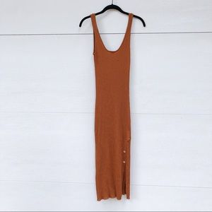 Zara Rust / Burnt Orange Ribbed Maxi Dress